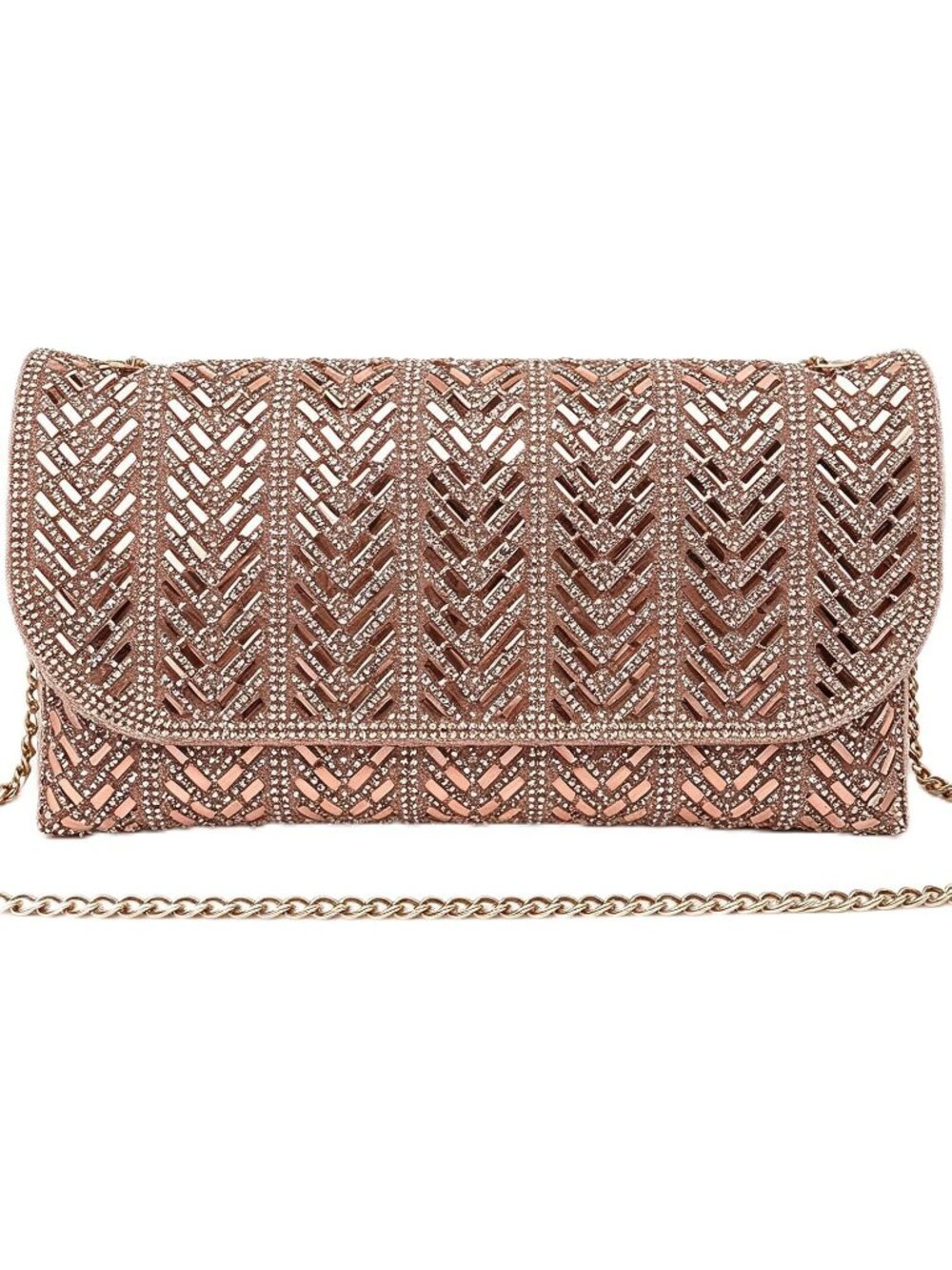 〽️Women's Champagne Sparkly Rhinestone Gorgeous Studded Evening Clutch Purse Bag